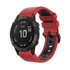 For Garmin Fenix 6 Pro 22mm Silicone Sports Two-Color Watch Band(Red+Black) - 1