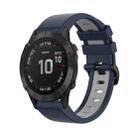 For Garmin Fenix 6 Pro 22mm Silicone Sports Two-Color Watch Band(Dark Blue+Grey) - 1