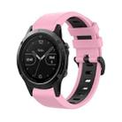 For Garmin Fenix 5 22mm Silicone Sports Two-Color Watch Band(Pink+Black) - 1