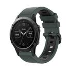 For Garmin Fenix 5 22mm Silicone Sports Two-Color Watch Band(Olive Green+Black) - 1