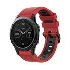 For Garmin Fenix 5 22mm Silicone Sports Two-Color Watch Band(Red+Black) - 1