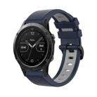 For Garmin Fenix 5 22mm Silicone Sports Two-Color Watch Band(Dark Blue+Grey) - 1