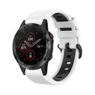 For Garmin Fenix 5 Plus 22mm Silicone Sports Two-Color Watch Band(White+Black) - 1