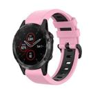 For Garmin Fenix 5 Plus 22mm Silicone Sports Two-Color Watch Band(Pink+Black) - 1