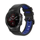 For Garmin Fenix 5 Plus 22mm Silicone Sports Two-Color Watch Band(Black+Blue) - 1