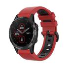 For Garmin Fenix 5 Plus 22mm Silicone Sports Two-Color Watch Band(Red+Black) - 1