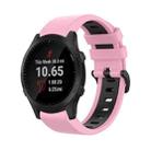 For Garmin Forerunner 945 22mm Silicone Sports Two-Color Watch Band(Pink+Black) - 1