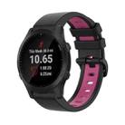 For Garmin Forerunner 945 22mm Silicone Sports Two-Color Watch Band(Black+Pink) - 1