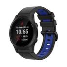For Garmin Forerunner 945 22mm Silicone Sports Two-Color Watch Band(Black+Blue) - 1