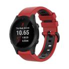 For Garmin Forerunner 945 22mm Silicone Sports Two-Color Watch Band(Red+Black) - 1