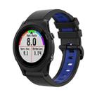 For Garmin Forerunner 935 22mm Silicone Sports Two-Color Watch Band(Black+Blue) - 1
