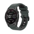 For Garmin Fenix 7S Solar 22mm Silicone Sports Two-Color Watch Band(Olive Green+Black) - 1