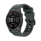For Garmin Fenix 7S Sapphire Solar 22mm Silicone Sports Two-Color Watch Band(Olive Green+Black) - 1