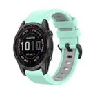 For Garmin Fenix 7S Sapphire Solar 22mm Silicone Sports Two-Color Watch Band(Water Duck+Grey) - 1