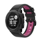 For Garmin Instinct 2S 22mm Silicone Sports Two-Color Watch Band(Black+Pink) - 1