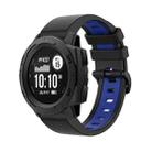 For Garmin Instinct 2S 22mm Silicone Sports Two-Color Watch Band(Black+Blue) - 1