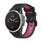 For Garmin Fenix 6S 22mm Silicone Sports Two-Color Watch Band(Black+Pink) - 1