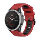 For Garmin Fenix 6S 22mm Silicone Sports Two-Color Watch Band(Red+Black) - 1