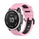 For Garmin Fenix 6S Pro 22mm Silicone Sports Two-Color Watch Band(Pink+Black) - 1