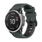 For Garmin Fenix 6S Pro 22mm Silicone Sports Two-Color Watch Band(Olive Green+Black) - 1