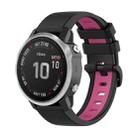 For Garmin Fenix 6S Pro 22mm Silicone Sports Two-Color Watch Band(Black+Pink) - 1