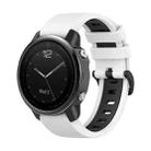 For Garmin Fenix 5S 22mm Silicone Sports Two-Color Watch Band(White+Black) - 1