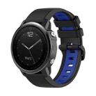 For Garmin Fenix 5S 22mm Silicone Sports Two-Color Watch Band(Black+Blue) - 1