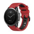 For Garmin Fenix 5S 22mm Silicone Sports Two-Color Watch Band(Red+Black) - 1