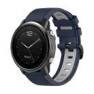 For Garmin Fenix 5S 22mm Silicone Sports Two-Color Watch Band(Dark Blue+Grey) - 1