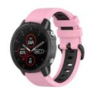 For Garmin Fenix 5S Plus 22mm Silicone Sports Two-Color Watch Band(Pink+Black) - 1