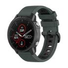 For Garmin Fenix 5S Plus 22mm Silicone Sports Two-Color Watch Band(Olive Green+Black) - 1