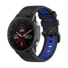 For Garmin Fenix 5S Plus 22mm Silicone Sports Two-Color Watch Band(Black+Blue) - 1