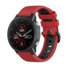 For Garmin Fenix 5S Plus 22mm Silicone Sports Two-Color Watch Band(Red+Black) - 1