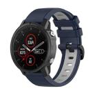 For Garmin Fenix 5S Plus 22mm Silicone Sports Two-Color Watch Band(Dark Blue+Grey) - 1