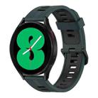 For Samsung Galaxy Watch 4 40mm 20mm Vertical Pattern Two-Color Silicone Watch Band(Olive Green + Black) - 1