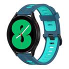 For Samsung Galaxy Watch 4 40mm 20mm Vertical Pattern Two-Color Silicone Watch Band(Blue+Water Duck) - 1