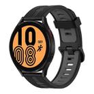 For Samsung Galaxy Watch 4 44mm 20mm Vertical Pattern Two-Color Silicone Watch Band(Black+Grey) - 1