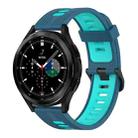 For Samsung Galaxy Watch 4 Classic 42mm 20mm Vertical Pattern Two-Color Silicone Watch Band(Blue+Water Duck) - 1