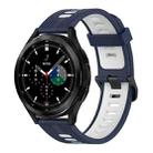 For Samsung Galaxy Watch 4 Classic 42mm 20mm Vertical Pattern Two-Color Silicone Watch Band(Dark Blue+White) - 1