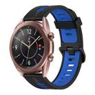 For Samsung Galaxy Watch3 41mm 20mm Vertical Pattern Two-Color Silicone Watch Band(Black+Blue) - 1