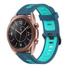 For Samsung Galaxy Watch3 41mm 20mm Vertical Pattern Two-Color Silicone Watch Band(Blue+Water Duck) - 1