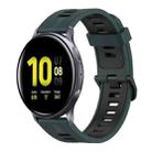 For Samsung Galaxy Watch Active 2 40mm 20mm Vertical Pattern Two-Color Silicone Watch Band(Olive Green + Black) - 1