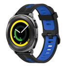 For Samsung Gear Sport 20mm Vertical Pattern Two-Color Silicone Watch Band(Black+Blue) - 1