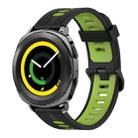 For Samsung Gear Sport 20mm Vertical Pattern Two-Color Silicone Watch Band(Black+Green) - 1