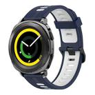 For Samsung Gear Sport 20mm Vertical Pattern Two-Color Silicone Watch Band(Dark Blue+White) - 1