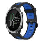 For Garmin Forerunner 645 Music 20mm Vertical Pattern Two-Color Silicone Watch Band(Black+Blue) - 1