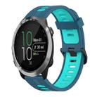 For Garmin Forerunner 645 Music 20mm Vertical Pattern Two-Color Silicone Watch Band(Blue+Water Duck) - 1