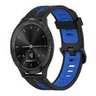 For GarminMove 3 20mm Vertical Pattern Two-Color Silicone Watch Band(Black+Blue) - 1