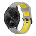 For Garmin Vivomove3 20mm Vertical Pattern Two-Color Silicone Watch Band(Grey+Yellow) - 1