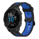 For Garmin Forerunner 245 20mm Vertical Pattern Two-Color Silicone Watch Band(Black+Blue) - 1